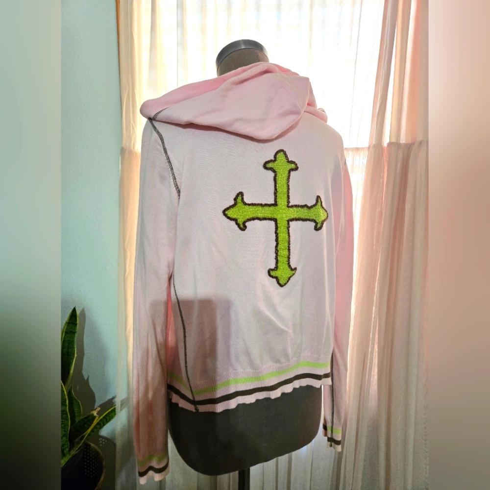 Beaded Pink and Green Hooded Jacket